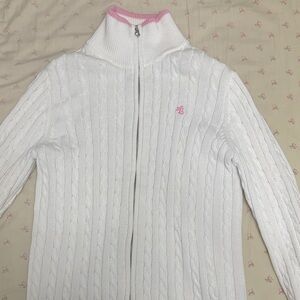 Polo by Ralph Lauren White and Pink Cowl Neck Sweater